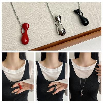 Water Bottle Pendant Sweater Chain Necklace Silver Color Sweater Chain Accessories