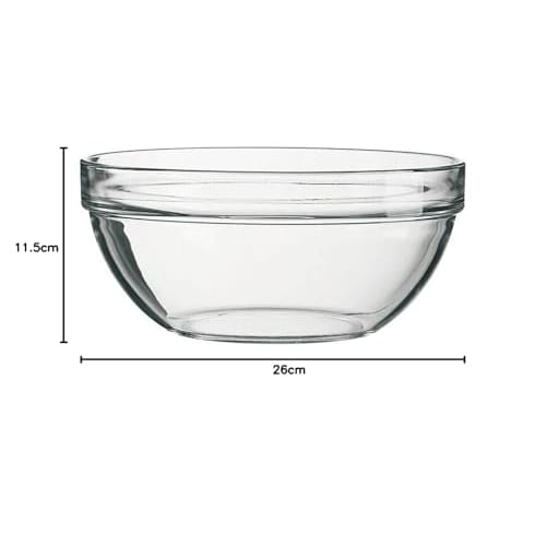 Arc International Ampilable Stacking Bowl, 26cm, 09994(80016), Fully Tempered Soda Glass, France, RAV01026