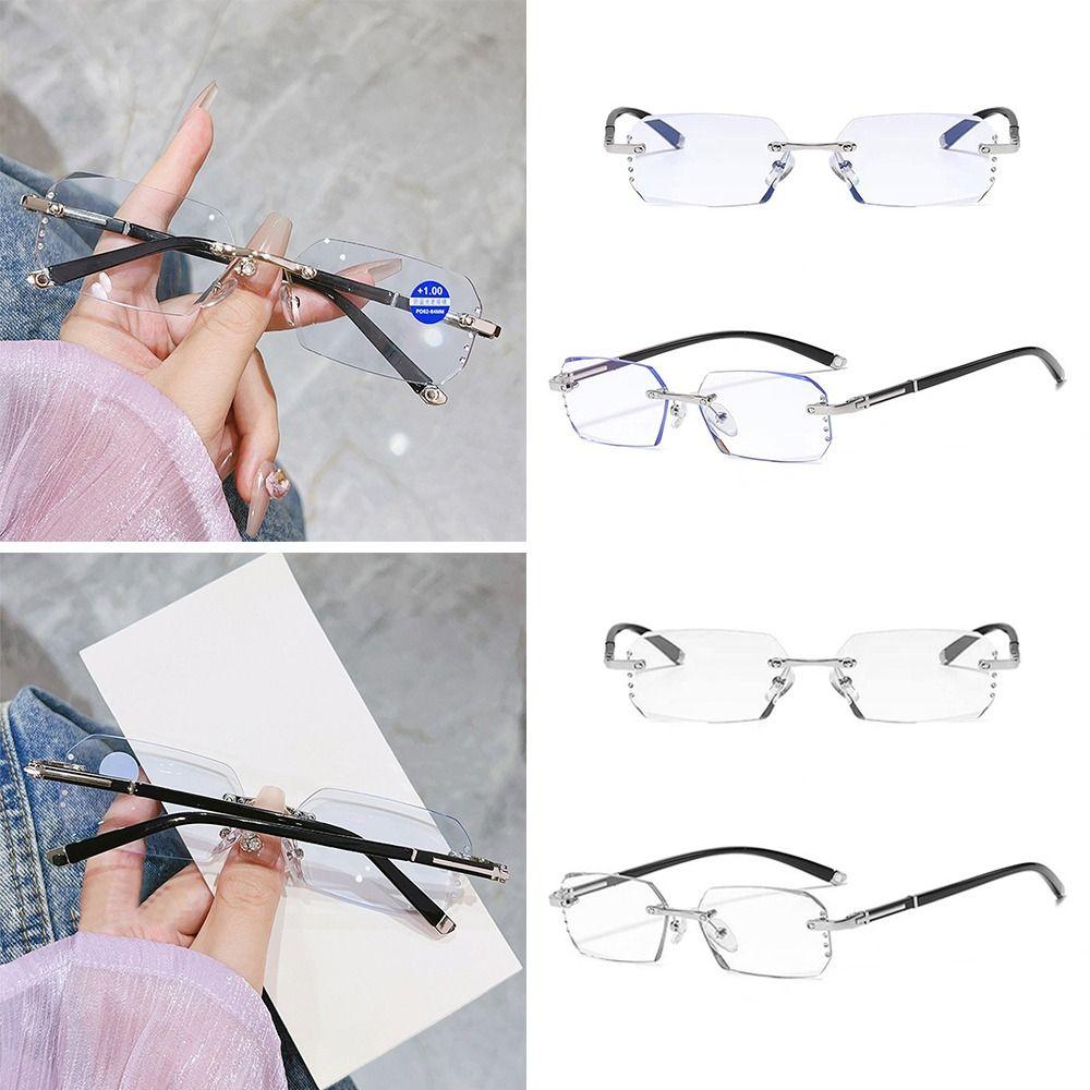 Rimless Cut Edge Anti-Blue Light Reading Glasses Eye Protection Optical Eyewear  Office