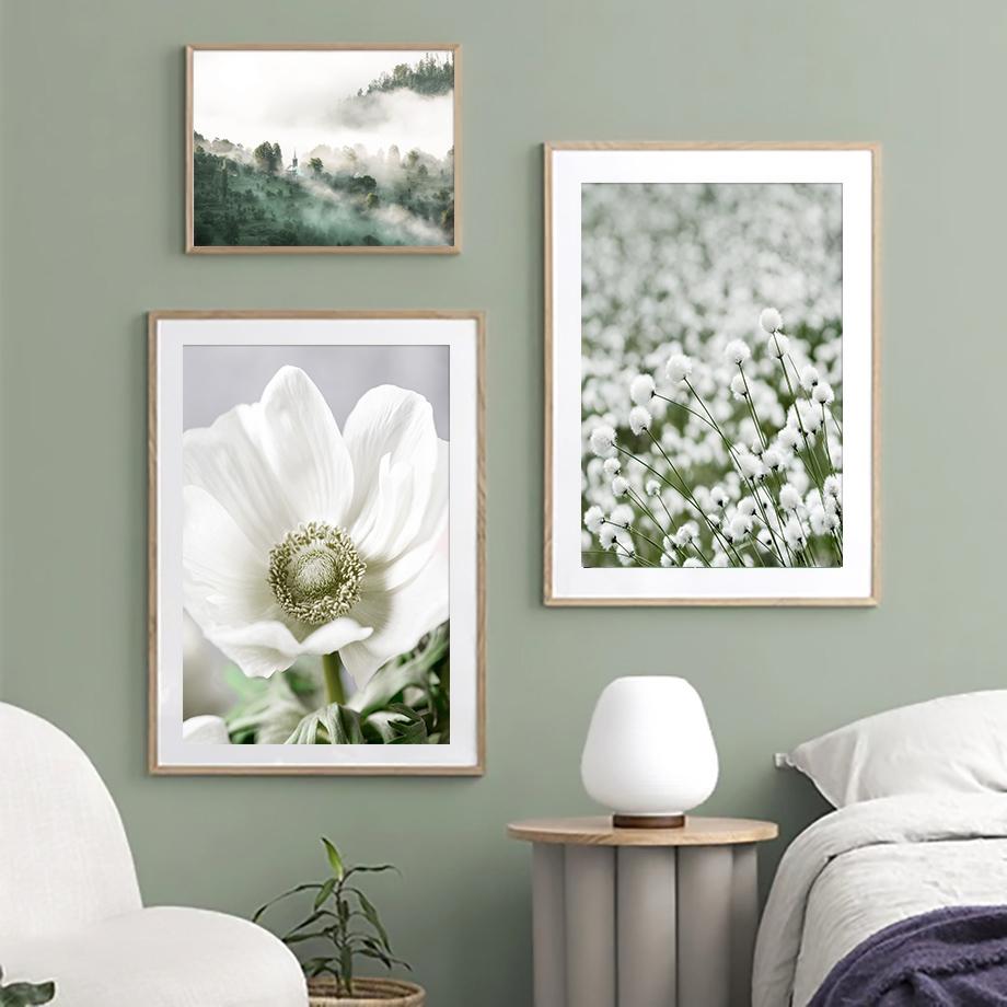 Crin, iarbă, frunze, ceață, pădure, lac, castel, postere și imprimeuri nordice, pictură pe pânză, artă de perete, imagini pentru living, decor acasă