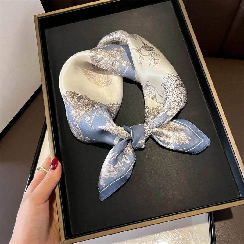 New 100% Natural Real Silk Scarf Fashion Women Summer Beach Small 53*53cm Neck Scarves Shawl Bandana Hijab Pashmina Poncho 2026