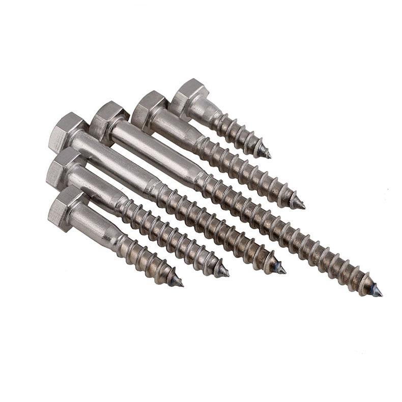 Stainless Steel Hex Self-Tapping Wood Screw, Half-Thread, M6/M8/M10 Bolt