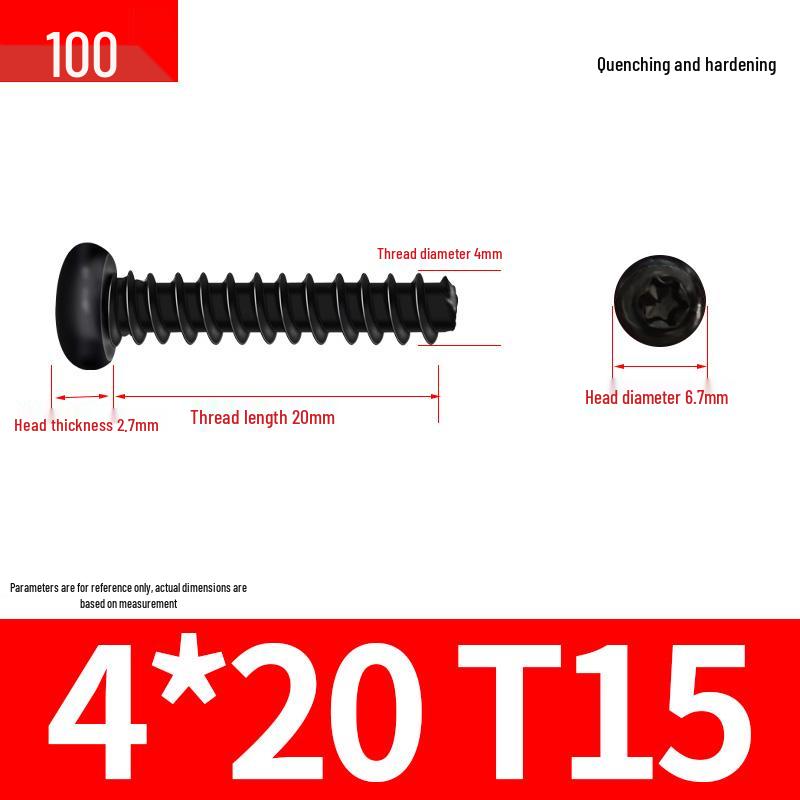 Black Zinc Plated M2 Pan Head Anti-Theft Hex Screws, Flat Tail, Self-Tapping