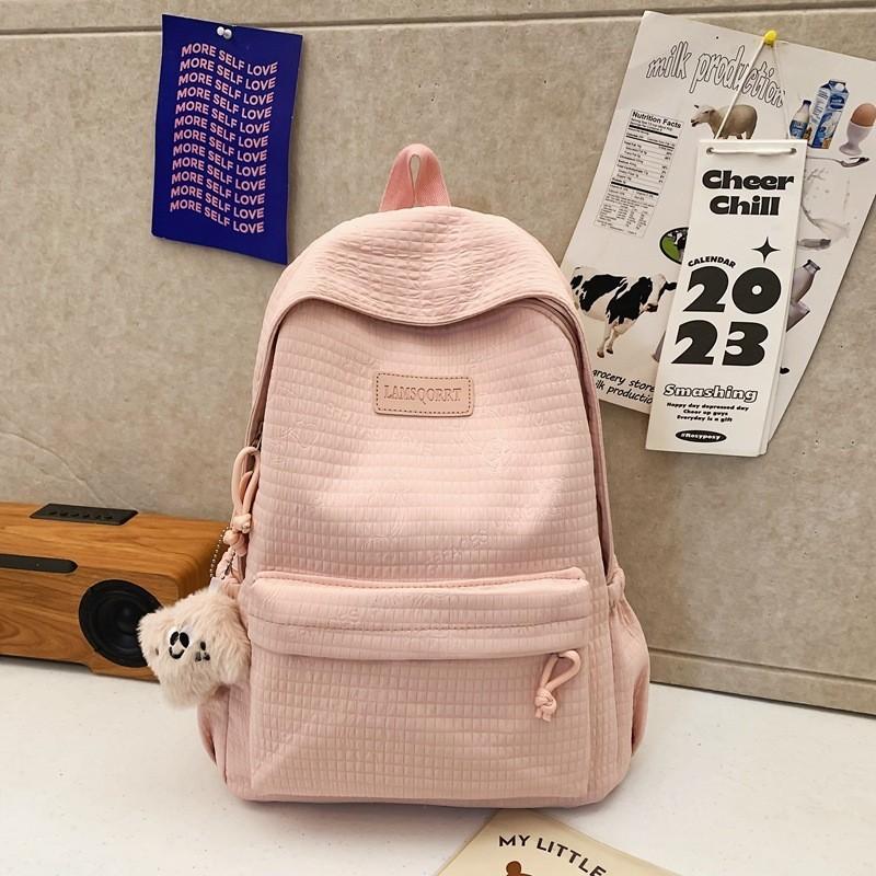 

Large Capacity Chic Student Backpack With Angry Cloud Pendant Fashionable Trendy Nylon Bag For Daily Use