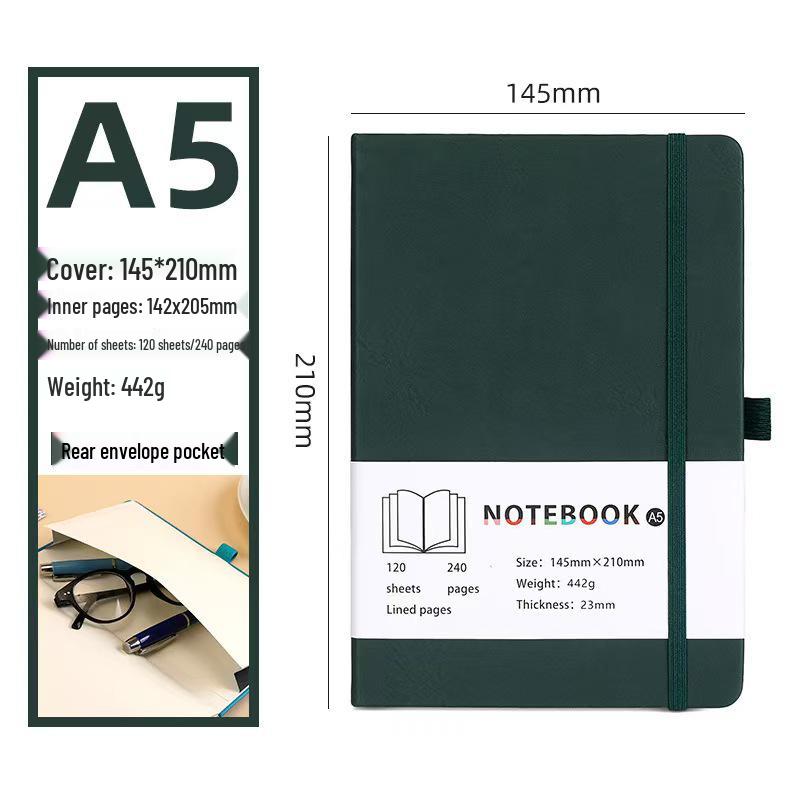 A5 Soft Leather Notebook: Multi-Color Options, Customizable, Thickened Pages, Ideal for Students and Business.