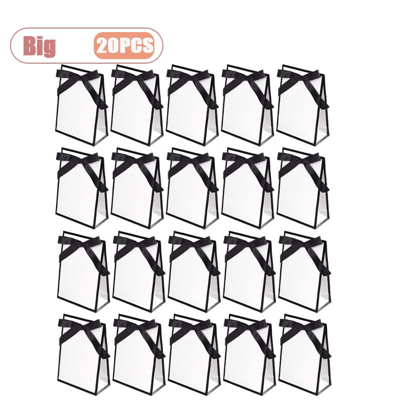 10-80PCS Black White Bow Gift Bag Wedding Birthday Bridal Shower Party Tote Elegant Reusable Gift Packaging Bag