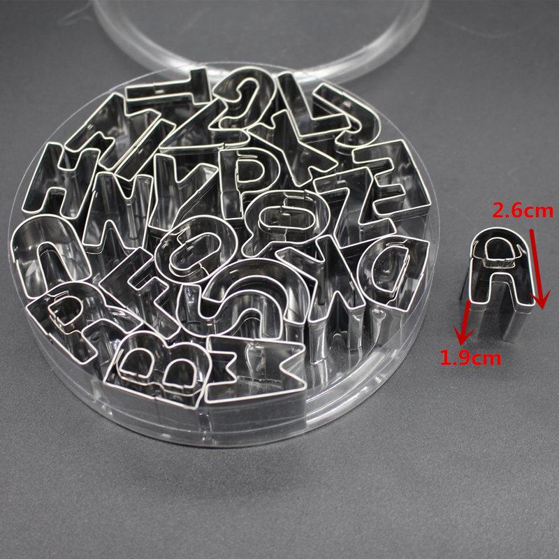 Stainless Steel Alphabet Letter Cookie Cutters Mold Biscuit Number Cutter Set Cake Decorating Moulds Fondant Cutter Set