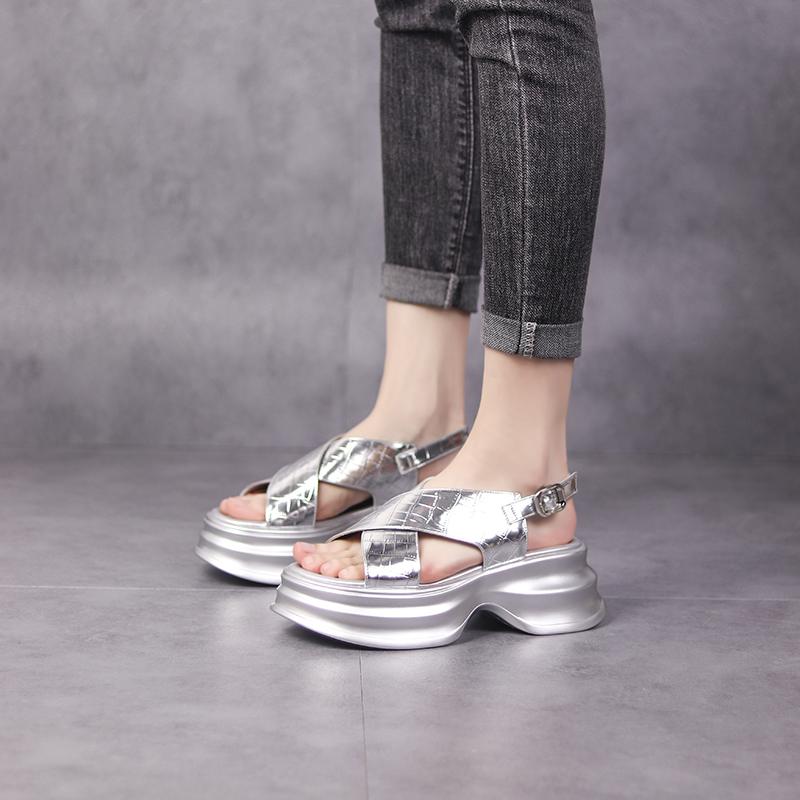 Ladies thick-soled square-heeled slippers new sandals outdoor beach open-toed high-heeled shallow-mouth casual women's shoes