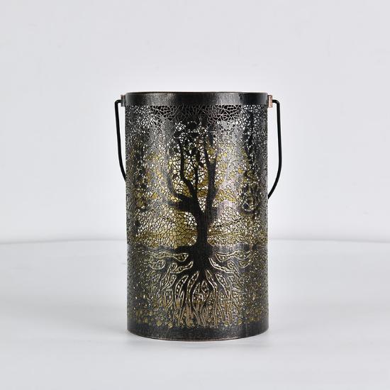 Nová Iron Art Velká stromová lampa Venkovní nádvoří Solární lampa Dekorativní Atmosféra Dutá závěsná lampa