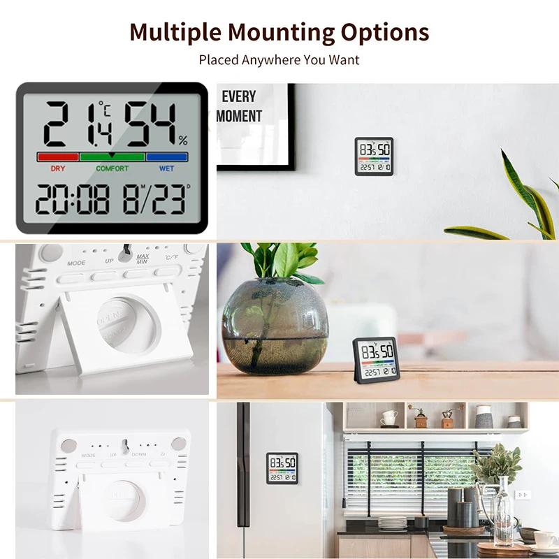 Slim Electronic Digital Clock Wall Mountable Magnetic LCD Small Alarm Clock Multi-function Temperature Humidity Electronic Clock