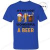 Men's Funny T-shirt Clothing It's The Most Wonderful Time for A Beer Christmas Tee Shirt Reindeer Drinking Graphic Tees Clothing