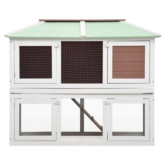 Cage double pour animaux - vidaXL - Marron - Bois de sapin - 130 x 68 x 105 cm - Extérieur