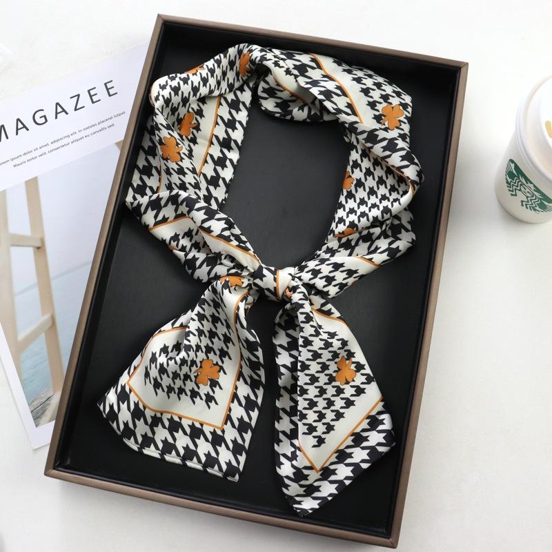 Hair Print Summer Long Silk Feeling Scarf For Women Fashion Neck Tie Hand Bag Foulard Wrist Luxury Kerchief Shawl Wraps Hajib