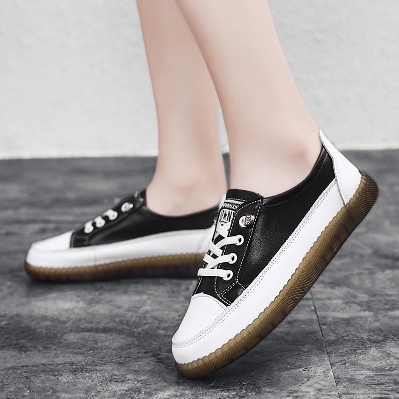 Fashion Genuine Leather Soft Sole Outdoor Summer Walking Vulcanized Shoes Women Jogging Sneakers Woman Flat Trainers Fitness Footwear