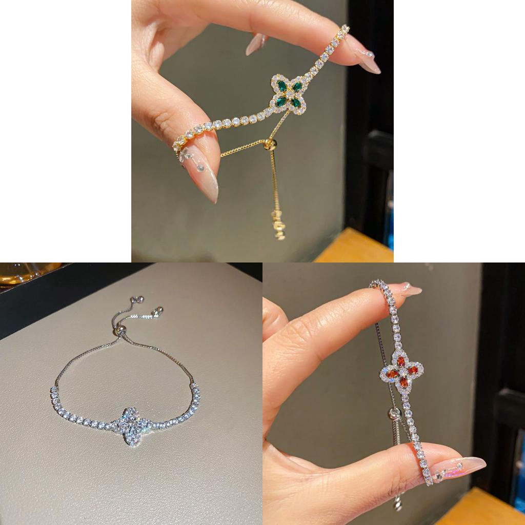 Pulseira de Joias Florais Com Pedras de Zircônia Para Presente de Mulher