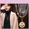 Dubbellager Elegant Smiley Face Halsband För Kvinnor I Snygg Koreansk Design Finns I Silver Och Guld Elegant Stål Titan