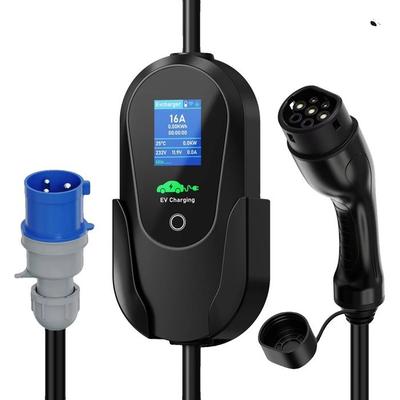 Caricabatterie EV Portatile, 7,2 kW, 1 Fase, Corrente Regolabile fino a 32A, Tipo 2 5M con App