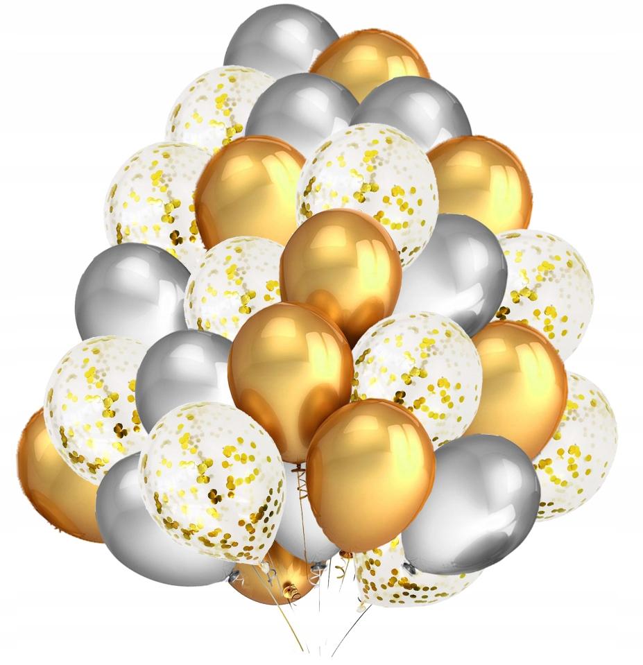 Silver Gold Confetti Balloon Set 30 Pcs