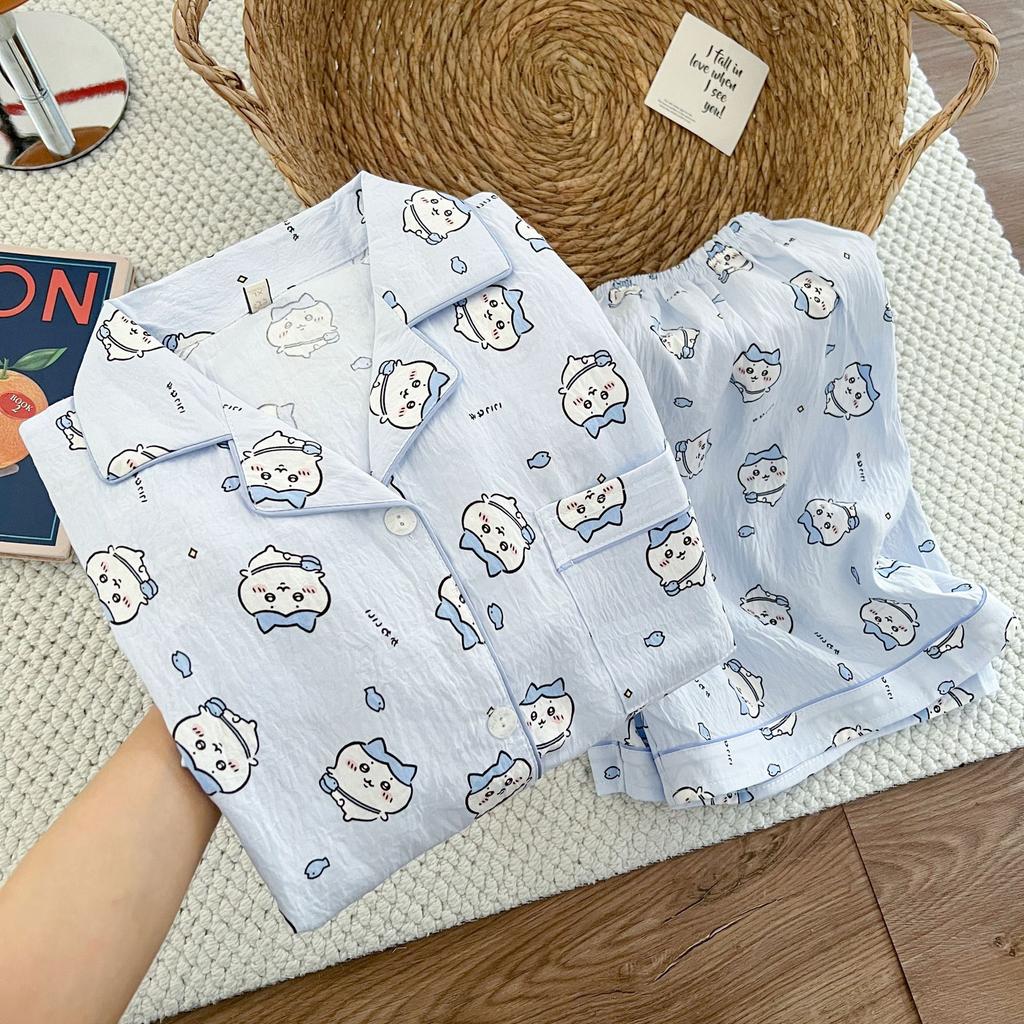 Summer new pajamas women's short-sleeved shorts thin cloud cotton cartoon cute large size Korean version loungewear