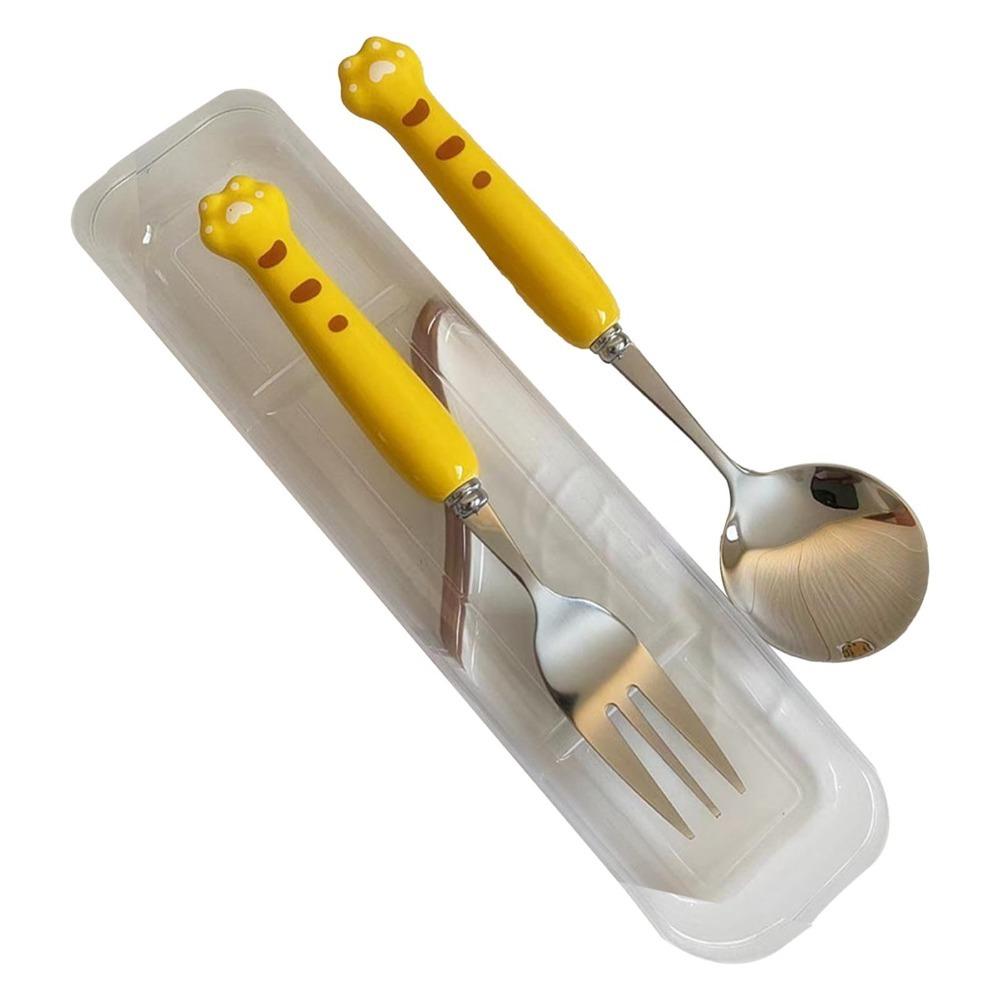 1Set Cartoon Outer Tableware Rounded Smooth Decorative Pack Lovely Eating Utensils Outdoor Eating