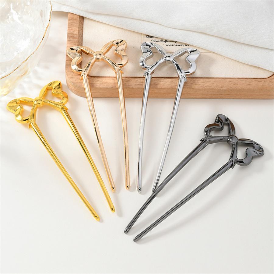 New high-end bow U-shaped hairpin for women with simple metal hairpin hairpin hairpin hairpin Fashion sweet and cute headdress
