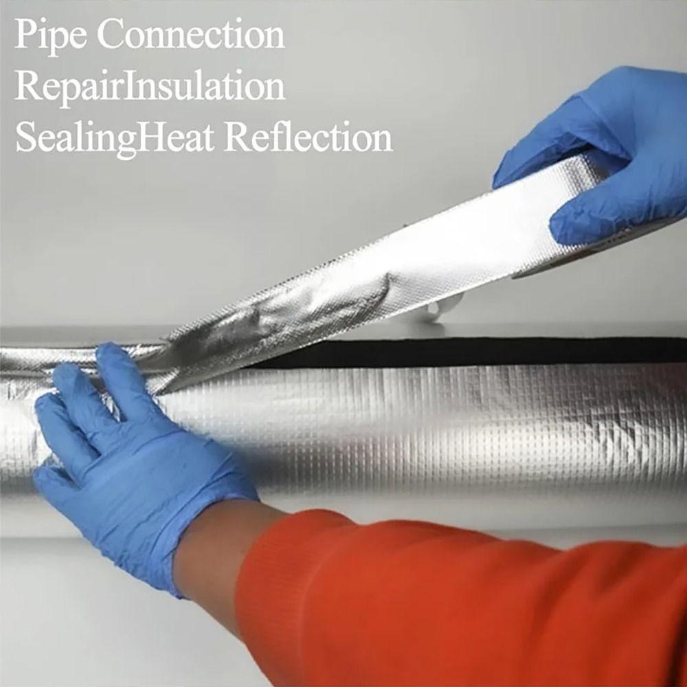 High Temperature Aluminum Foil Tape 10M Tin Foil Paper Tape New Fireproof Tape Seal Pipe