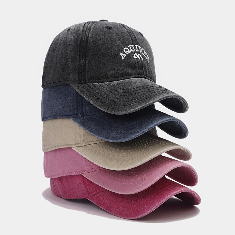 Washed Old Baseball Cap Men's and Women's Retro Letter Embroidered Cap Casual Versatile Soft Top Sunscreen Cap Tide