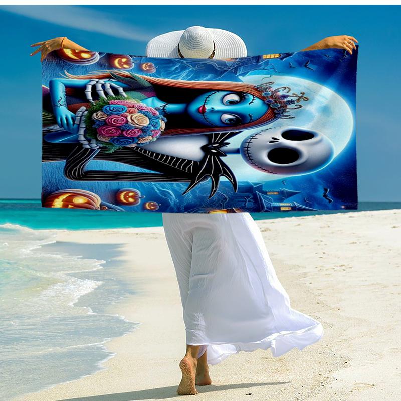 Ultra-Soft Beach Towel with The Nightmare Before Christmas Theme,Ideal for Pool - Camping, Diving - Perfect Travel Essential, Vibrant Beach Towel.