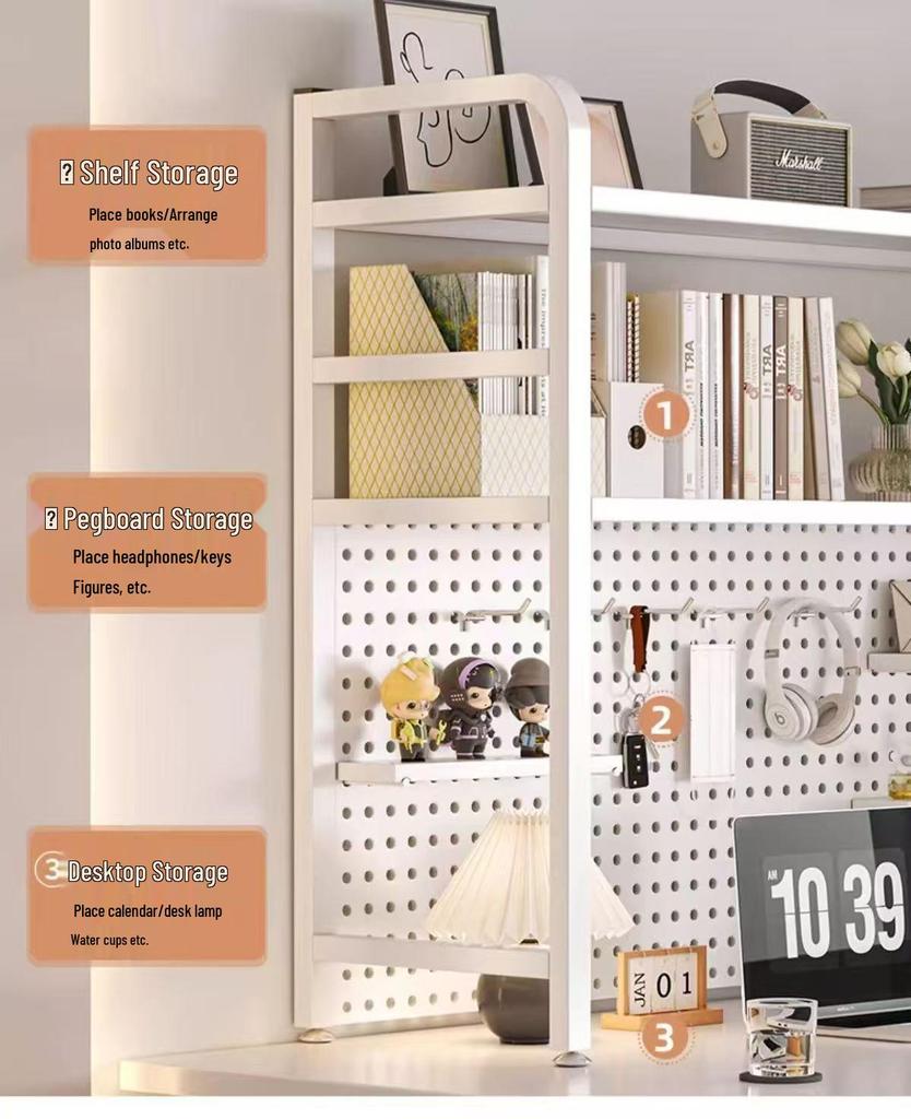 Iron Art Pegboard Bookshelf & Desk Organizer for Home or Dorm