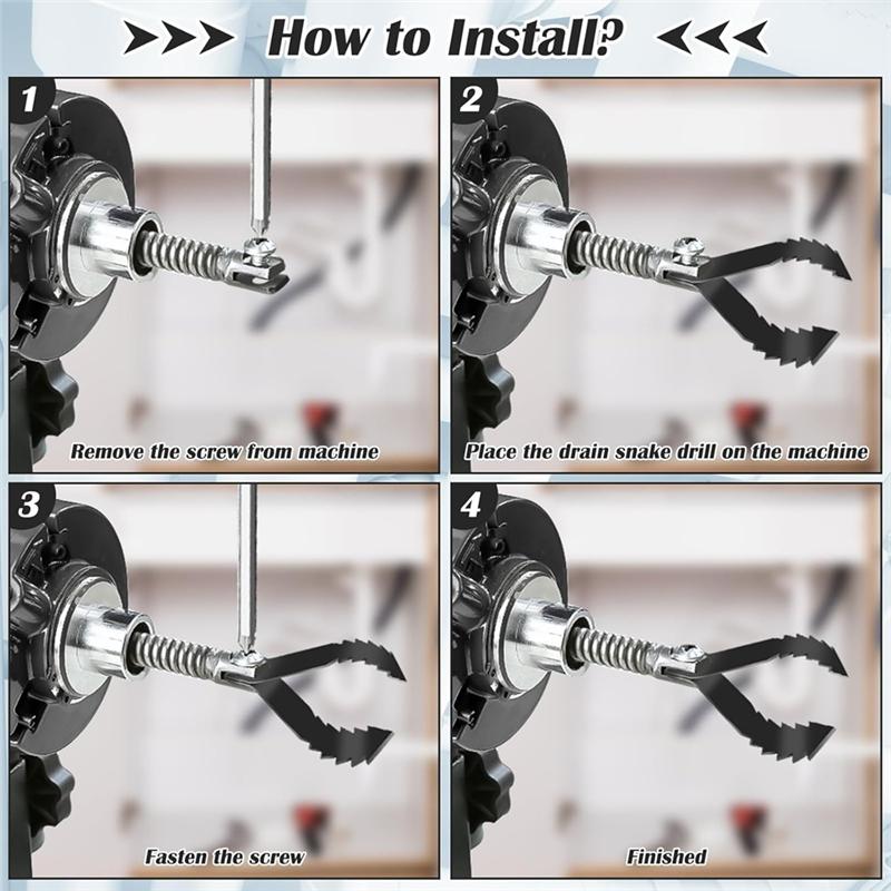 A20F-1Set Drain Cleaner Drill Attachment, Drain Cleaner Combination Cutter-Head Set For Pipe Drain Cleaner Machine
