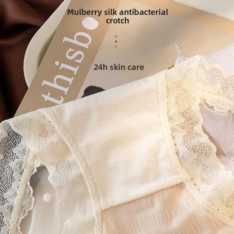 Ladies Summer Pure Sexy Lace Dot Mesh Comfortable Breathable Skin Friendly Waist Triangle Briefs