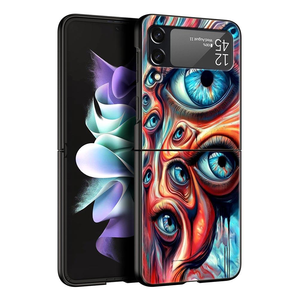 Spooky Scary Red Eye Hard PC Phone Case For Samsung Galaxy Z Flip 7 6 5 4 Black Cover For Galaxy Z Flip 3 Foldable Shell Fundas