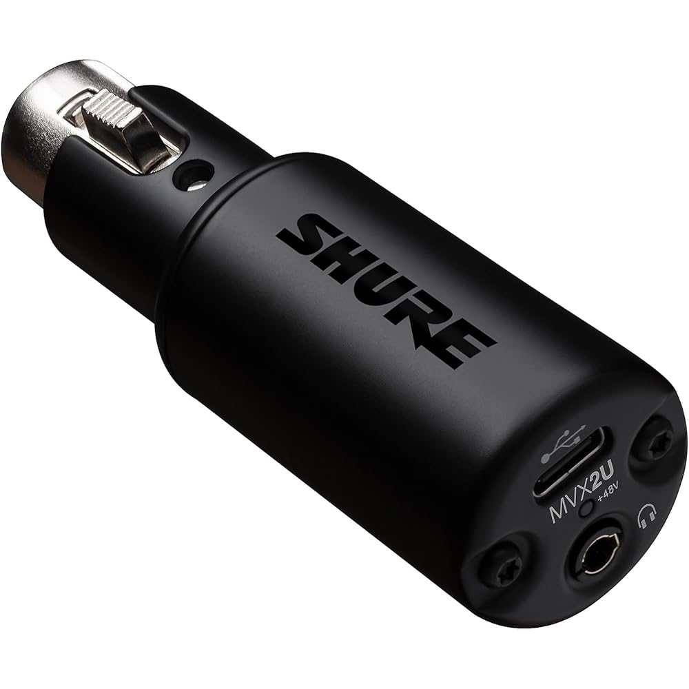 Shure Sure MVX2U Digital Audio Interface XLR-USB Converter Adapter with Headphone Output: Dynamic...