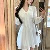 French White Shirt Dress Women's Long Sleeves Waist Thin Design Sense Small Fragrant Temperament Short Skirt New