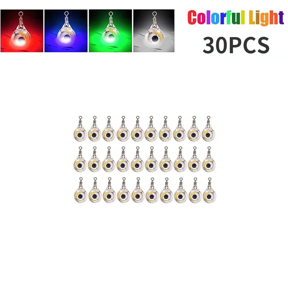 10-200pcs Mini Fishing Lure Light LED Deep Drop Underwater Eye Shape Squid Fish Bait Luminous Lure for Attracting Fish