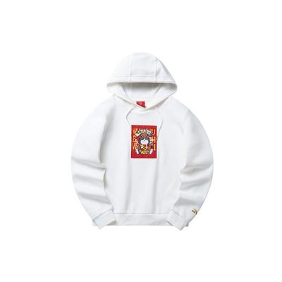 Anta X Nosso Sonho Infinito dos Imperadores Moletom Bordado Gato da Sorte Tops Femininos Branco 162218714-4