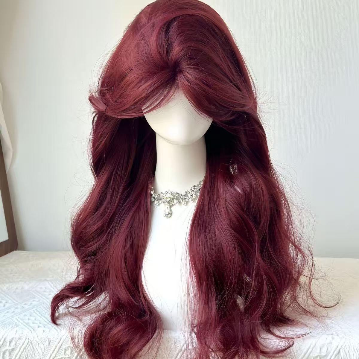 Женский парик на длинные волосы - Прямой пробор, Крупные локоны, Натуральный вид, Невидимая симуляция кожи головы