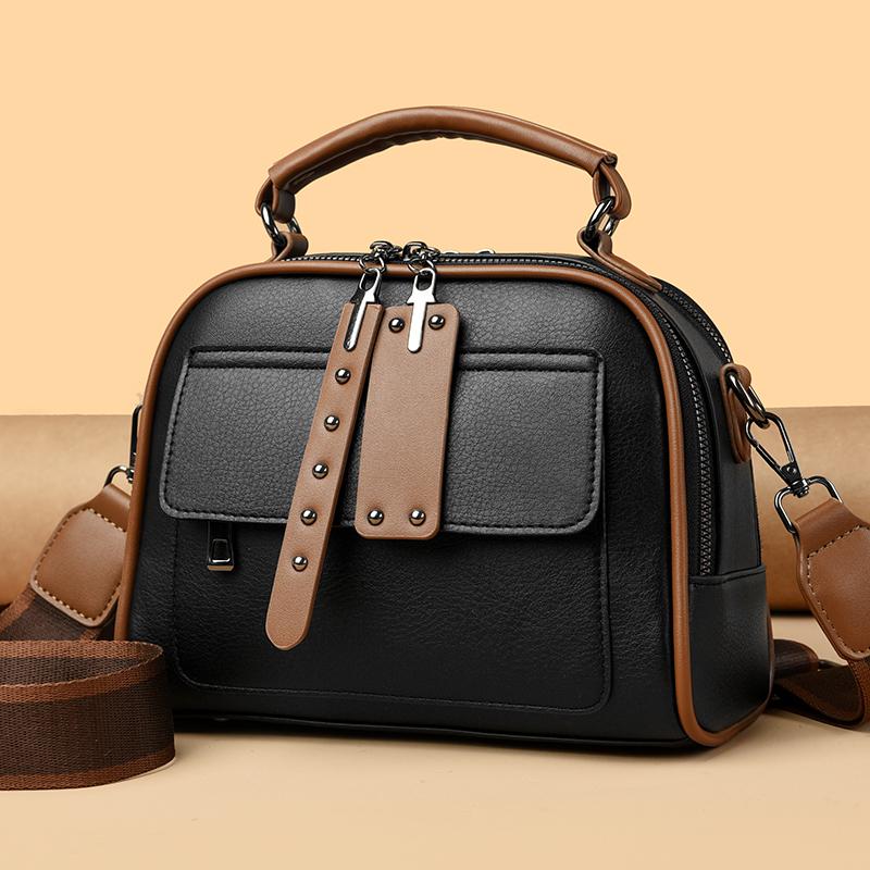 Luxury Retro Style Women Handbags Solid Color PU Leather Messenger Bag Fashion Leisure Travel Shoulder Crossbody Bags Girls Tote