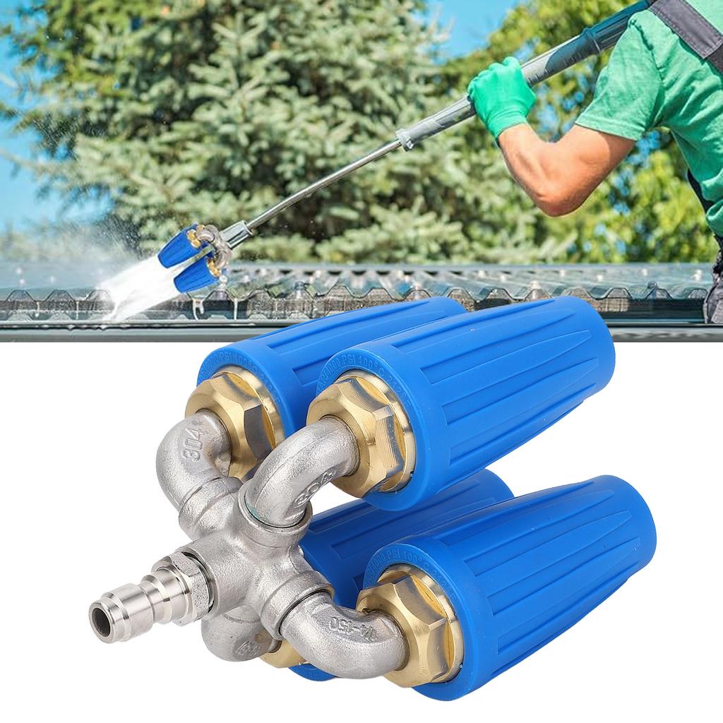 Pressure Washer Turbus Nozzle, 4 In 1 Turbus Nozzle with 360 Rotating Spray Construction, 4000 Psi, Blue, Suitable for Various Clning Tasks, Sy Instal