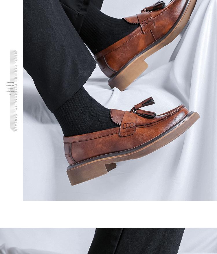 2024 Summer Men's Trendy British Style Casual Low-Top Thick-Soled Leather Shoes 43188-R