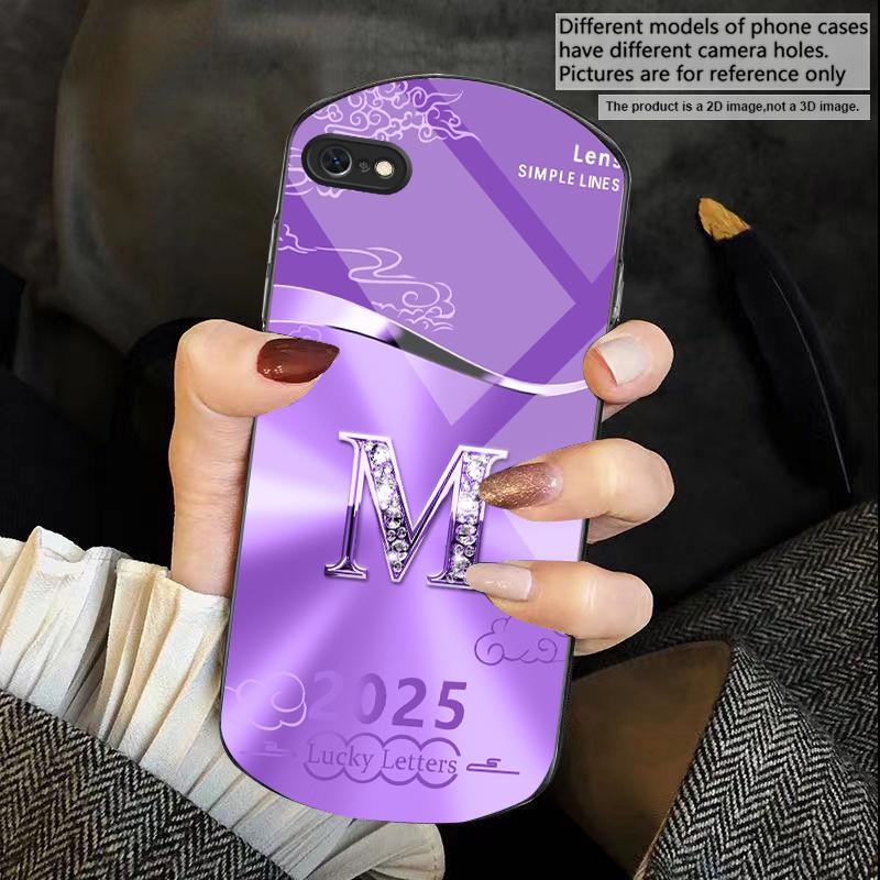 Gradient yellow letter M For iPhone 17 16 15 14 Pro 13 Plus 12 mini 11 Pro Max XR X S 7 8 Elliptical Tempered Glass Phone Case