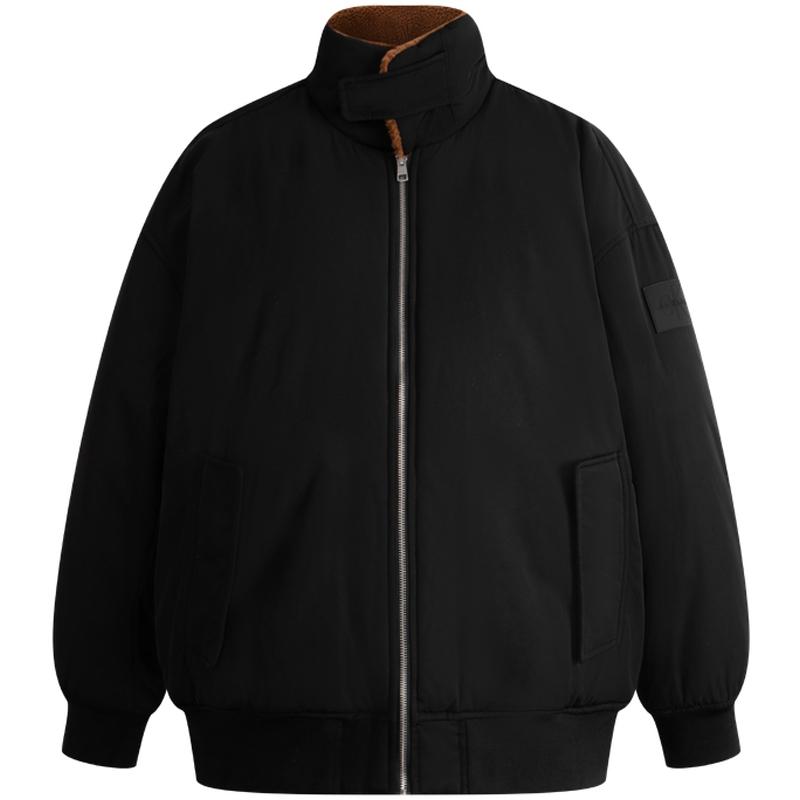 Calvin Klein FW23 Reversible Faux Shearling Cotton Jacket Men Jackets Space-Black Brown-Coffee J324123BEH