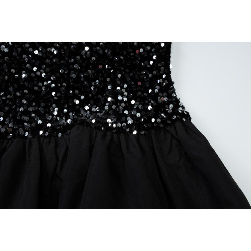 Women's Spring Sexy One-shoulder Strapless Short Dress Sequined Fashion Dress