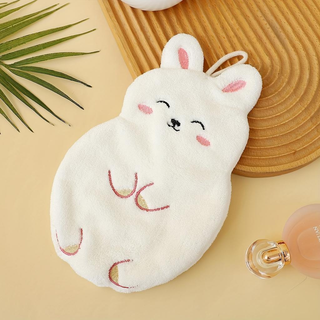 3pcs Ultra-Soft Coral Fleece Cartoon Hand Towels Quick-Dry Highly Absorbent Thickened Hanging Kitchen Towels Cute Bear Designs