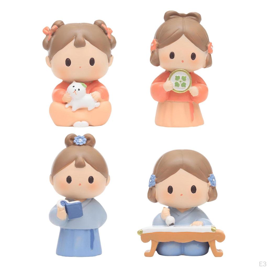 Girl Statue Desktop Ornament Miniature Table Sculpture for Shelf Home Decor