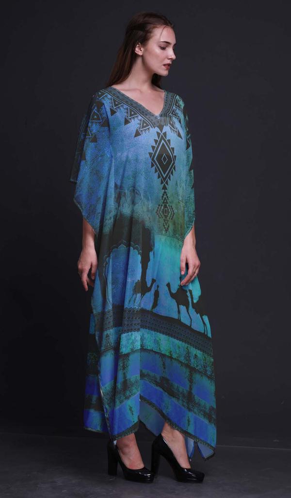 Phagun Camel Mughal Beach Kaftan Bikini Cover Up Womena    S Maxi Dress Long