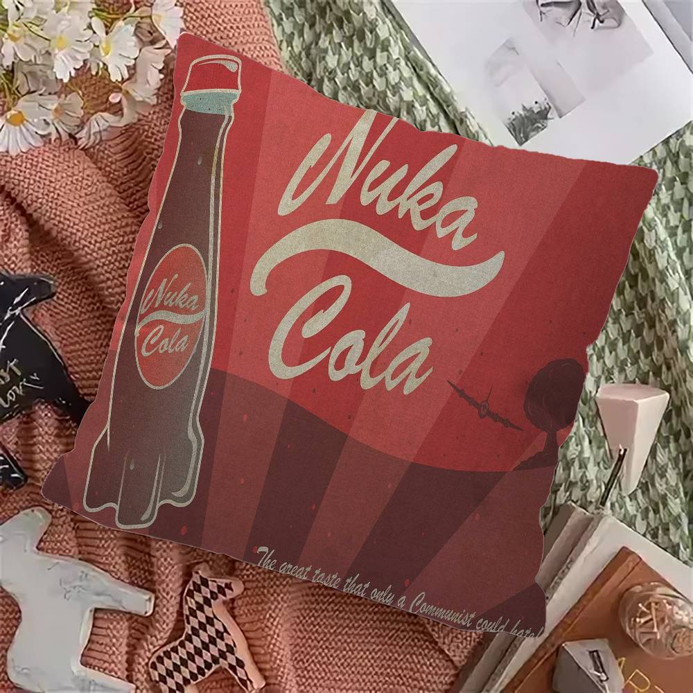 Vintage Nuka C-Cola Pillow Covers Cartoon Sofa Decorative Home Double-Sided Printing Short Plush Cute Cushion Cover