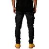 Męskie Jeansy Cargo Slim Fit z Wieloma Kieszeniami Elastyczne Spodnie Jeansowe Codzienny Design Utility Zwężana Nogawka