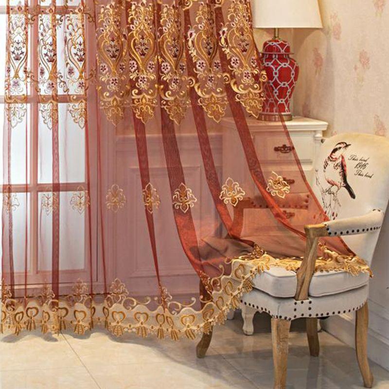 

Шторы из полиэстера с вышитым узором из марлевых листьев - светофильтрующие карманные панели для различных типов помещений, всесезонные декоративные шторы 300*270CM