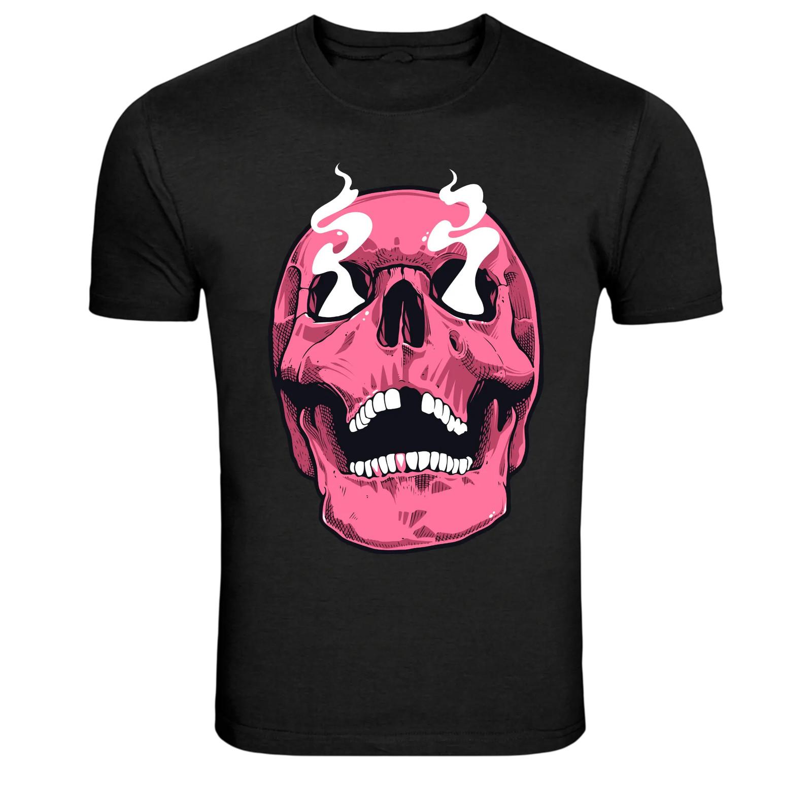 Pink Skull Smoking Dark Gothic Skeleton T-Shirt S